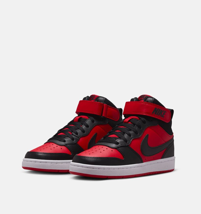 Nike Court Borough Mid 2 Zwarte/Rode Sneakers voor jongens (364595)