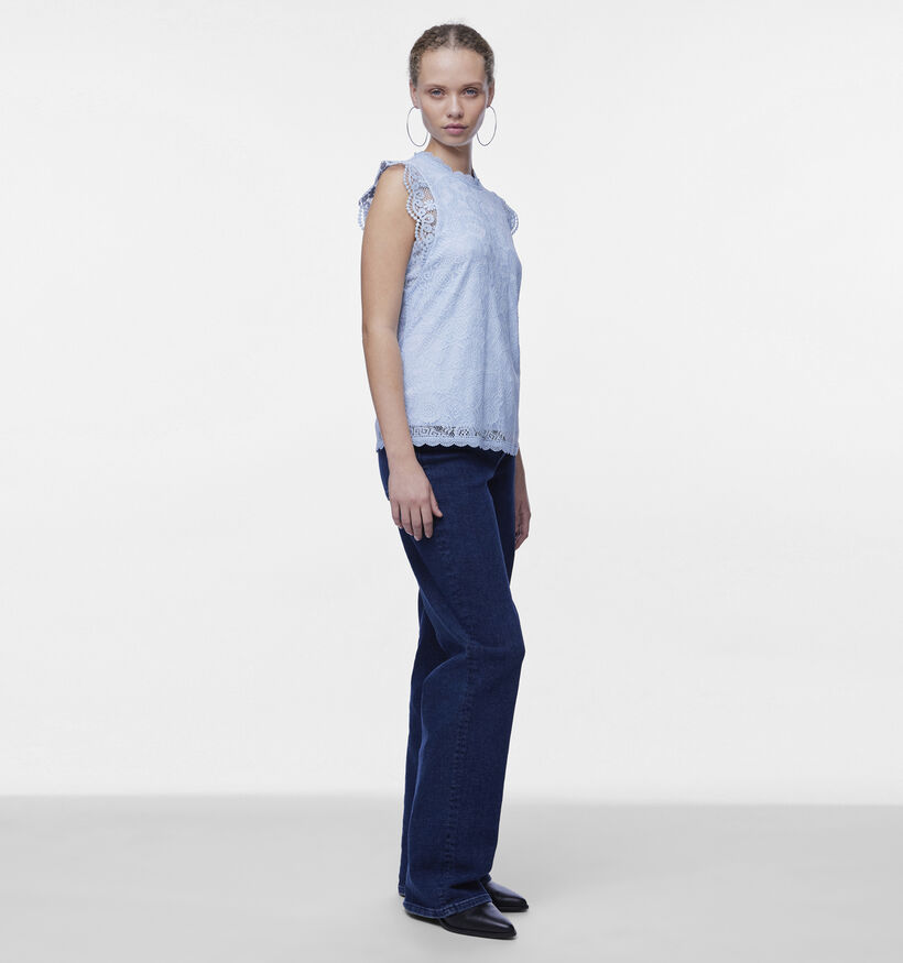 Pieces Olline Blauwe Kanten Blouse voor dames (351107)
