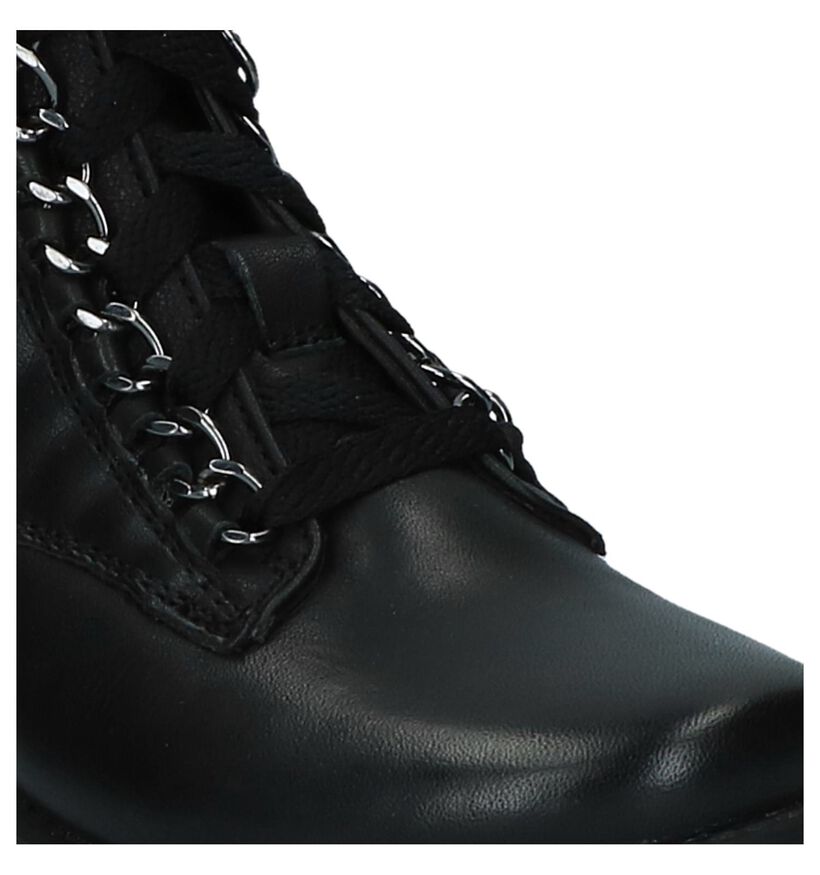 Milo & Mila Zwarte Bottines met Rits/Veter in leer (230842)