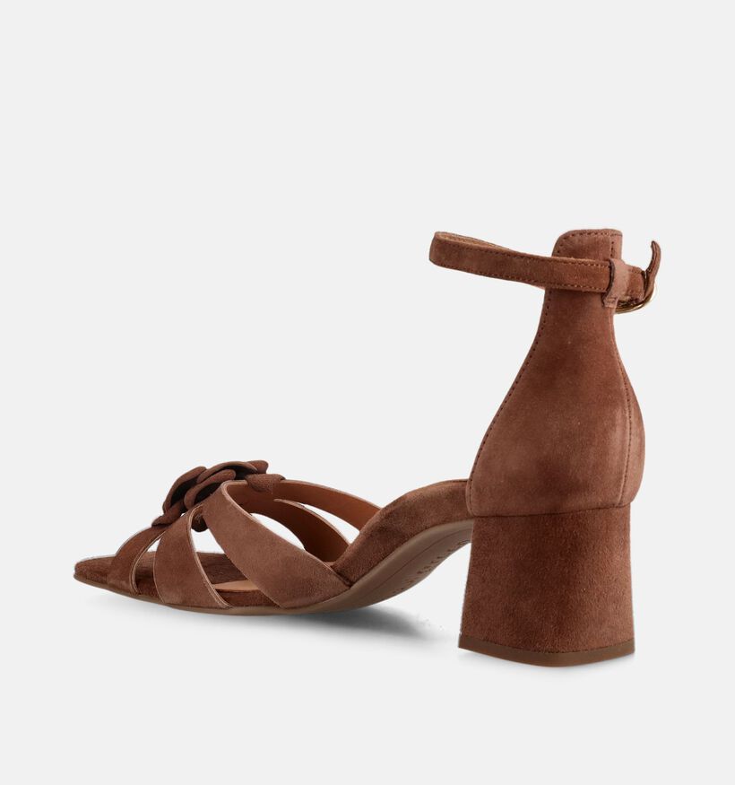 Paul Green Sandales &agrave; talons en Cognac pour femmes (374107)