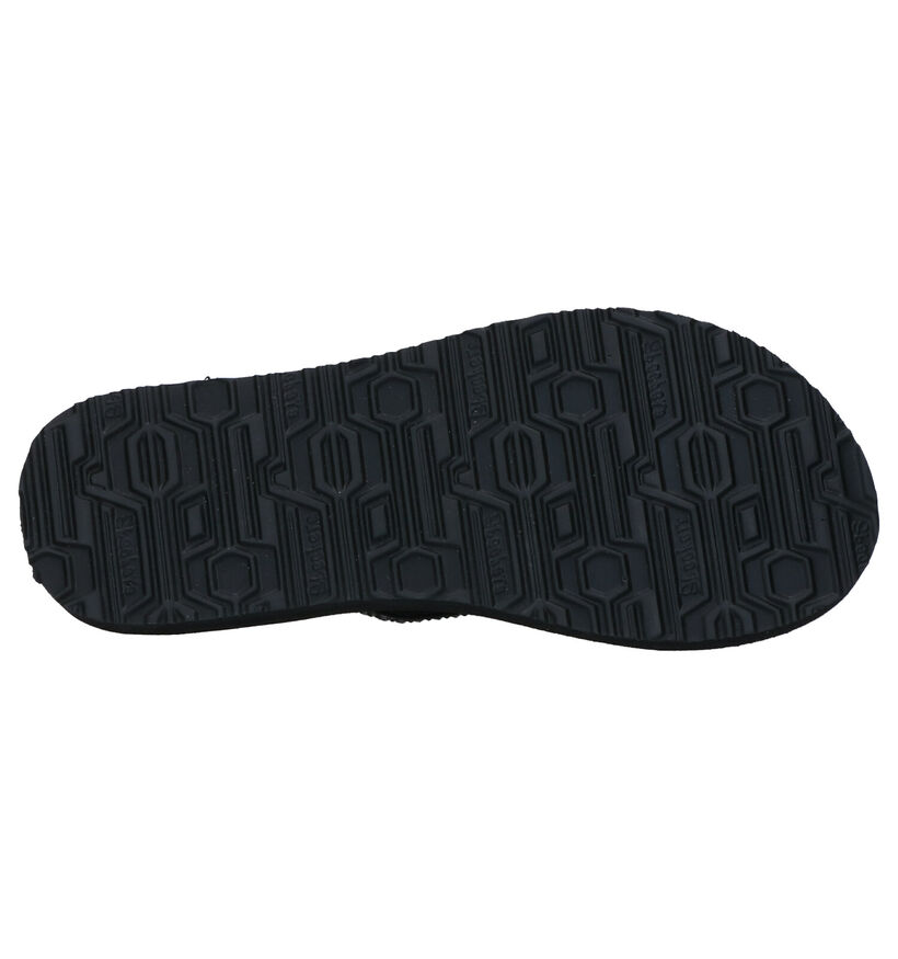 Skechers Yoga Foam Zwarte Teenslippers in kunstleer (272796)