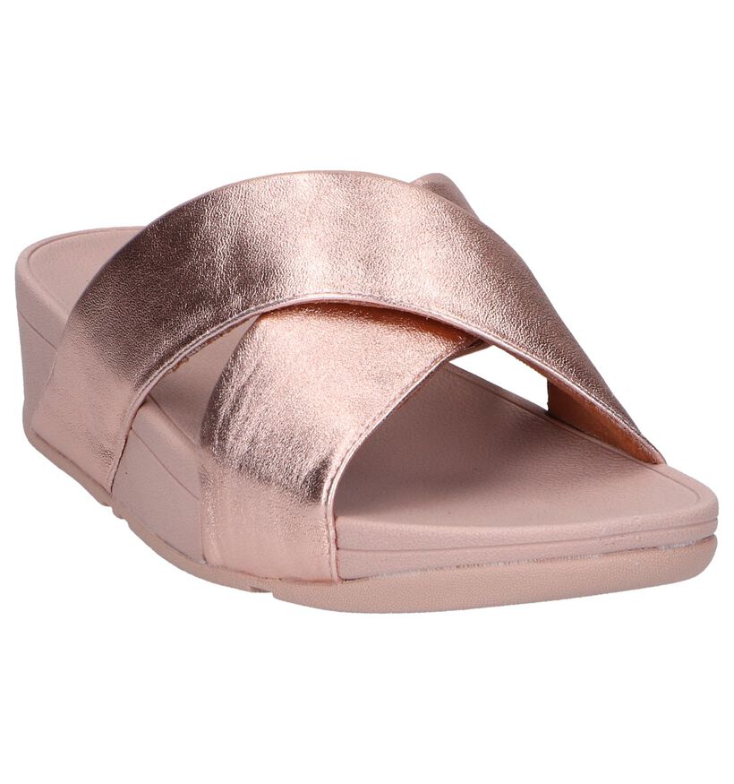 Rose Golden Slippers FitFlop Lulu Slide in leer (252178)