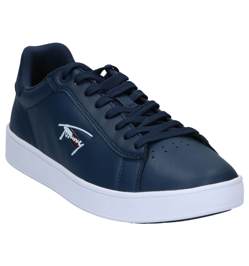Tommy Hilfiger Cupsole Chaussures à lacets en Bleu en cuir (296020)