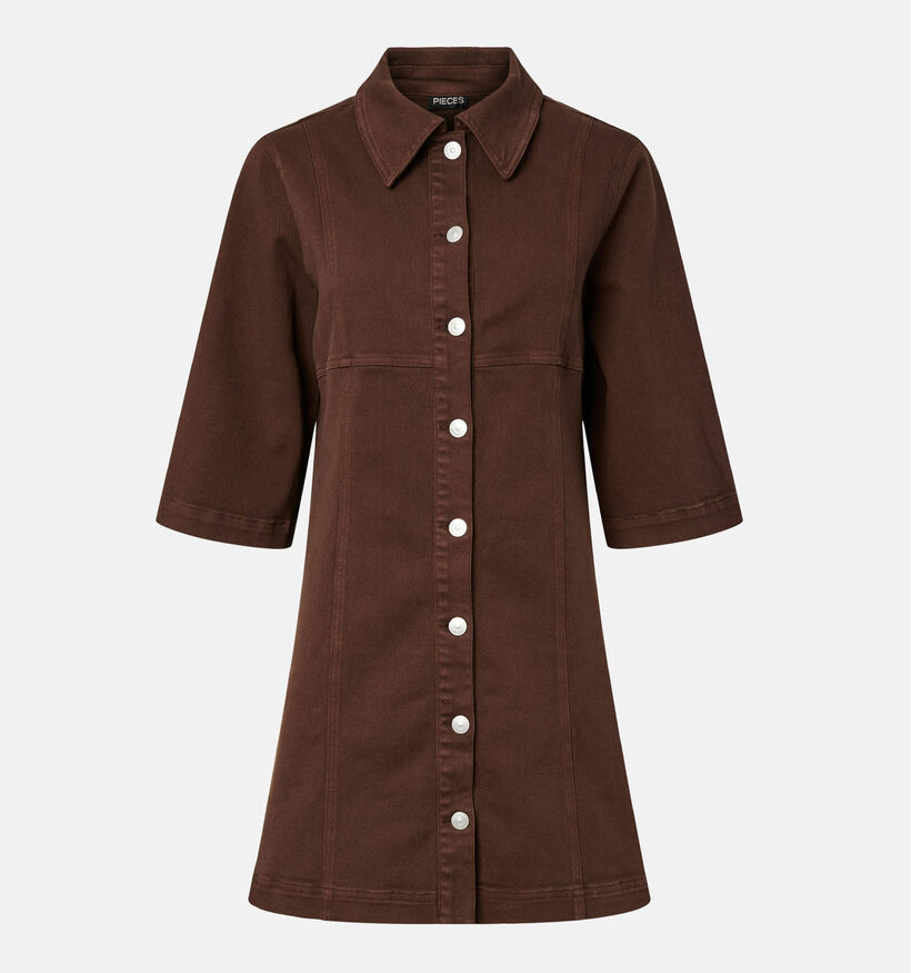 Pieces Salume Denim Donkerbruine Hemdjurk voor dames (374923)