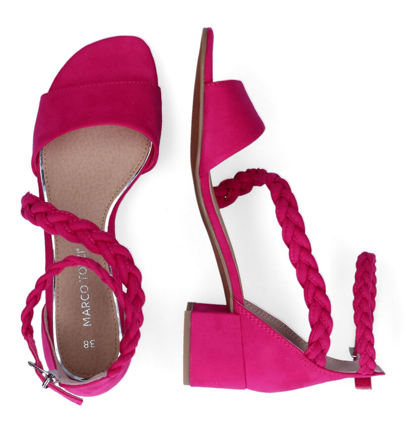 Marco Tozzi Sandales &agrave; talons en Noir en textile (305942)