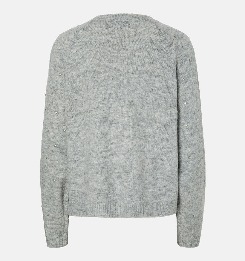 Pieces Pam Oversized Pearls Grijze Trui voor dames (365634)