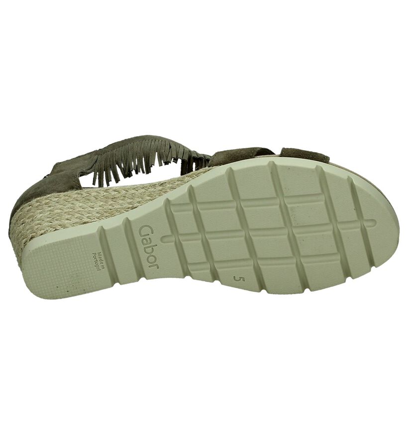 Taupe Gabor Sandalen Sleehak met Franjes, , pdp