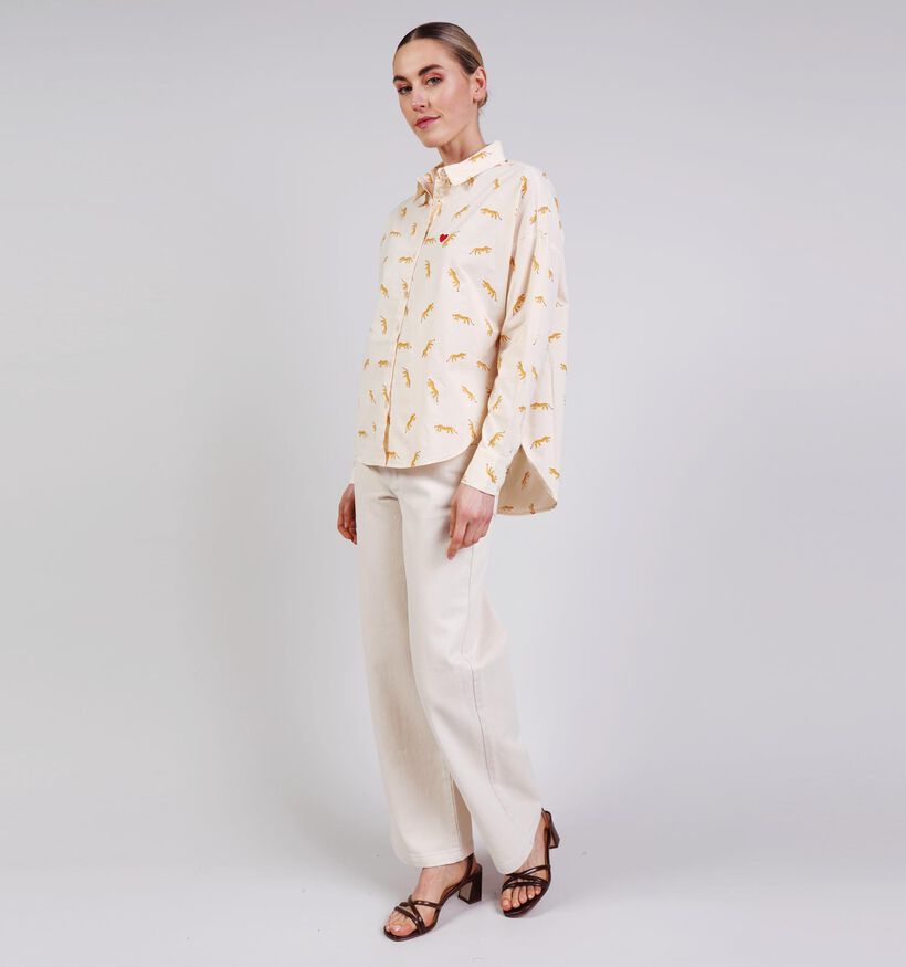 Pieces Janna Small Tigers Blouse en Ecru pour femmes (367074)