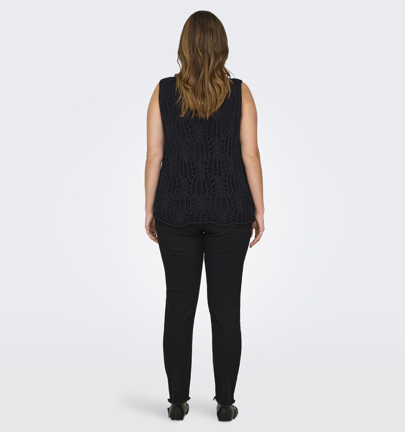 ONLY Carmakoma Lizzy Crochet Zwarte Korte Gilet voor dames (358231)