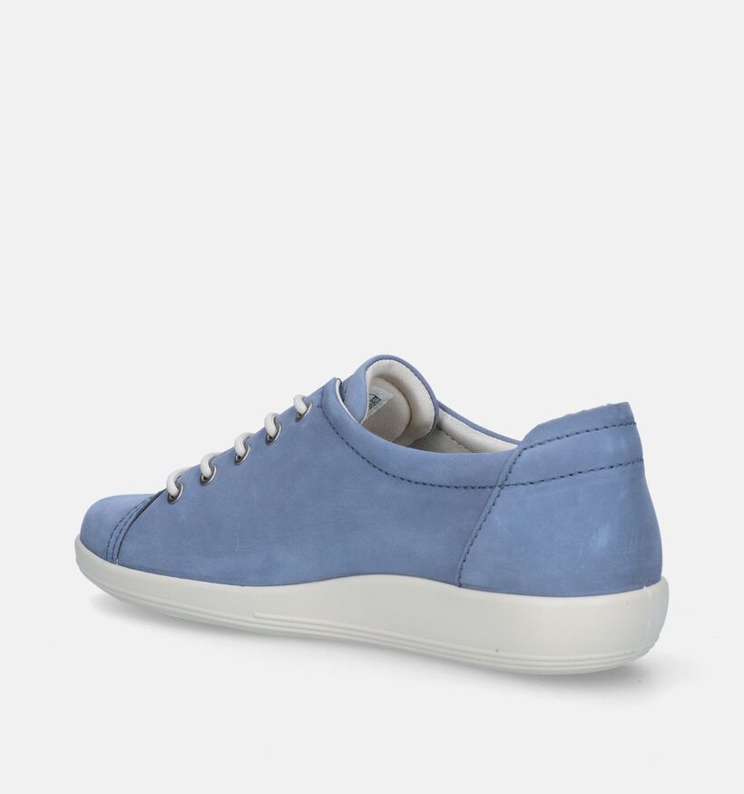 ECCO Soft 2.0 Blauwe Veterschoenen voor dames (336855) - geschikt voor steunzolen