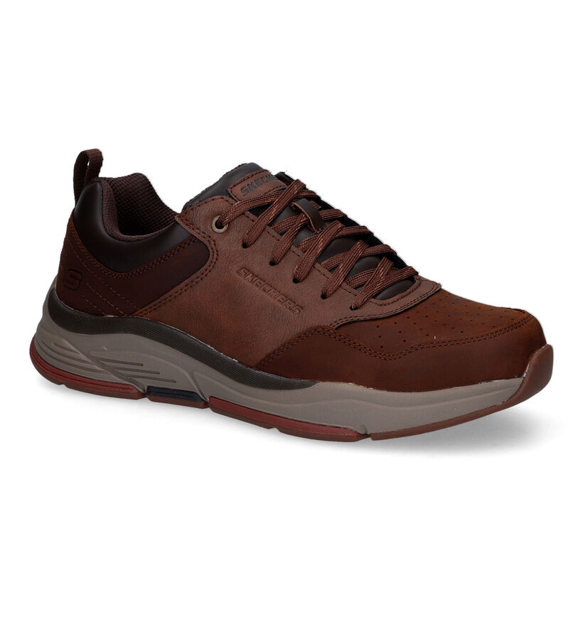Skechers Benago Treno Relaxed Fit Bruine Veterschoenen in kunstleer (312699)