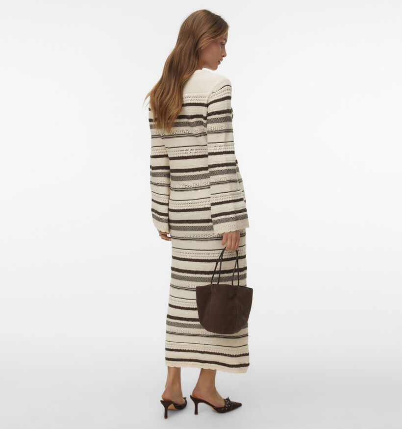 Vero Moda Riri Knit Beige Gestreepte Lange Jurk voor dames (373271)