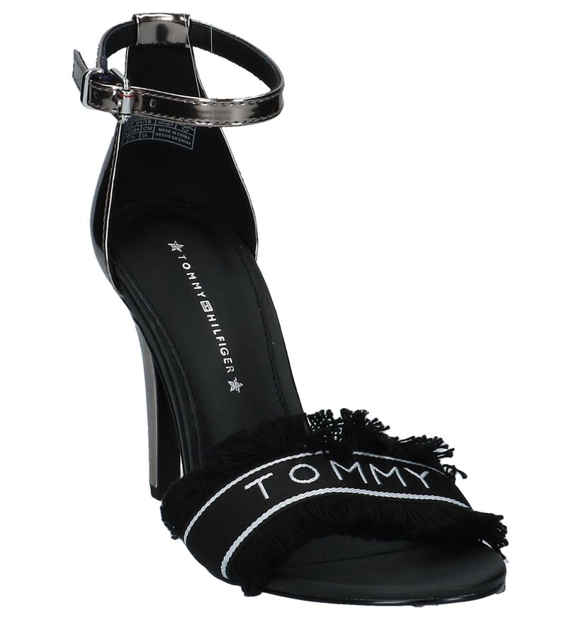 Tommy Hilfiger Sandales à talons en Noir en textile (221429)