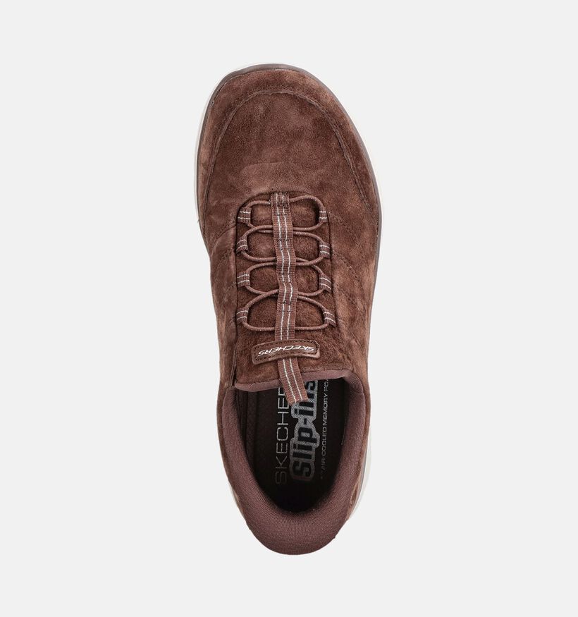 Skechers Baskets basses en Brun fonc&eacute; pour femmes (377002) - pour semelles orthop&eacute;diques