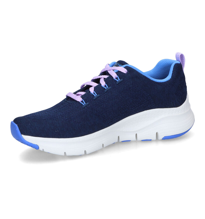 Skechers Arch Fit Comfy Wave Blauwe Sneakers in stof (310701)