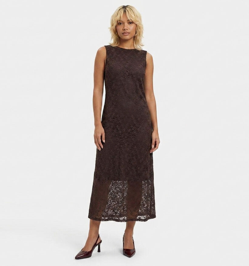Vila Robe mi-longue en Brun fonc&eacute; pour femmes (383847)