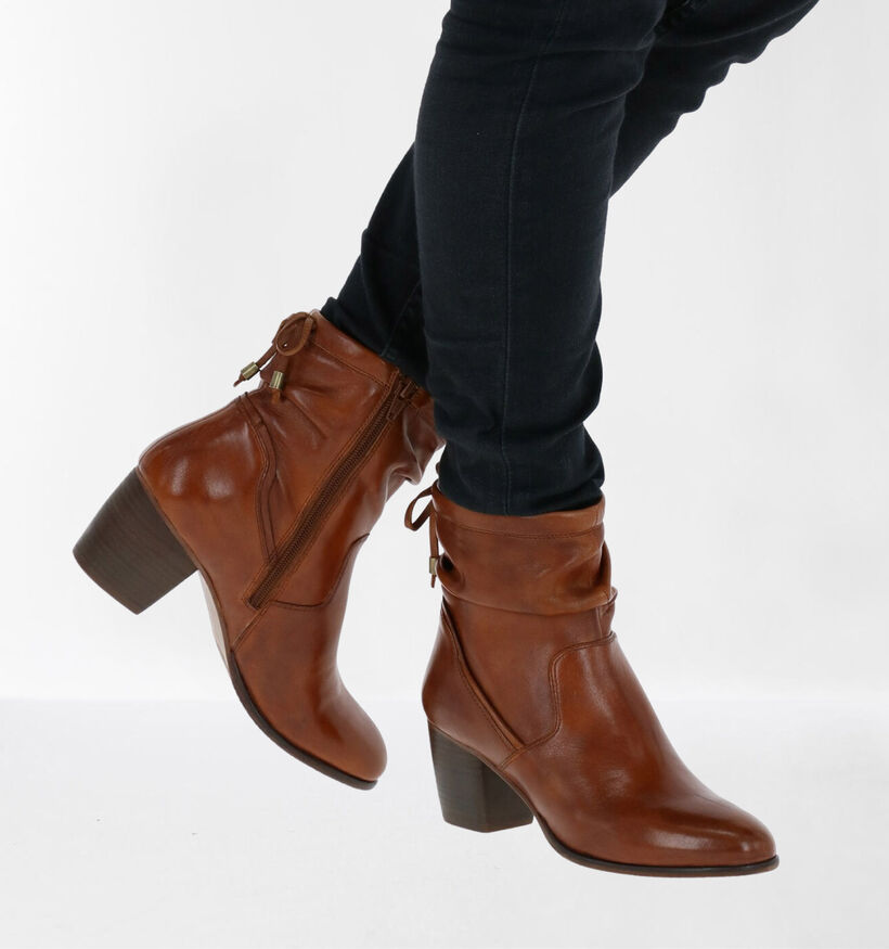 Steven NY Cognac Enkellaarzen in leer (280207)
