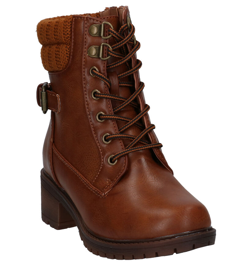 Milo & Mila Bottines robustes en Cognac en simili cuir (297209)