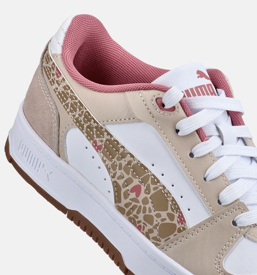 Puma Rebound Slam Winter Safari Beige/Witte Sneakers voor meisjes (375583) - geschikt voor steunzolen