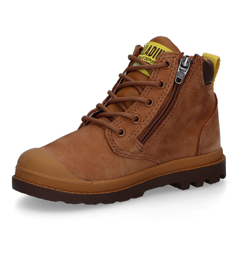 Palladium Pampa Bottines en Cognac pour garçons (312976) - pour semelles orthopédiques