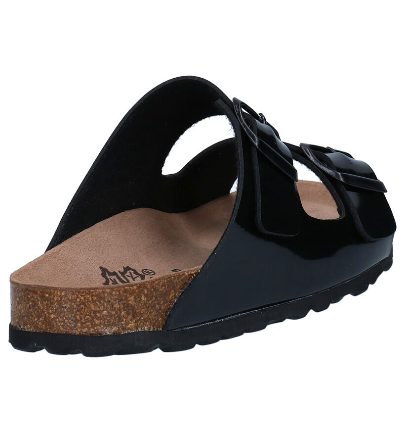 Big Leaf Zwarte Slippers in kunstleer (292367)