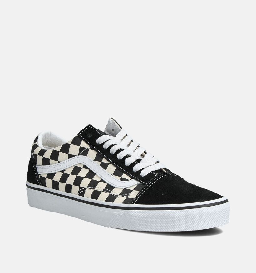 Vans Old Skool Checkerboard Zwarte/Ecru Sneakers voor heren (360216)