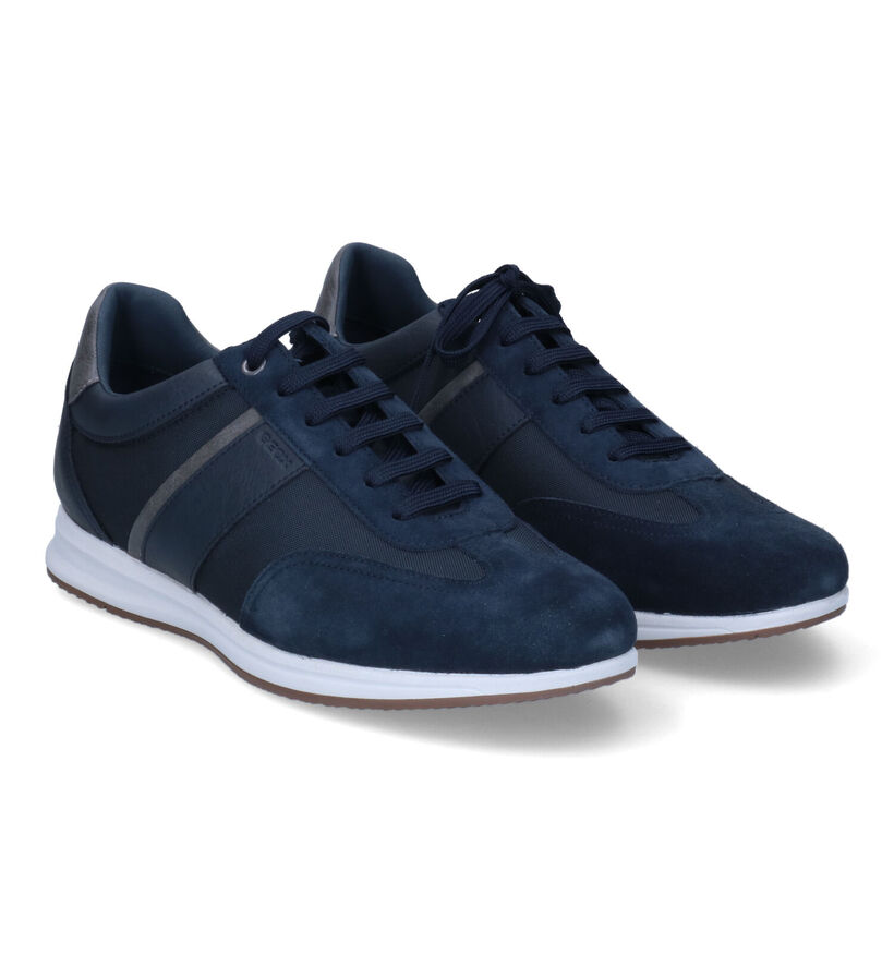 Geox Avery Chaussures &agrave; lacets en Bleu en cuir (312929)