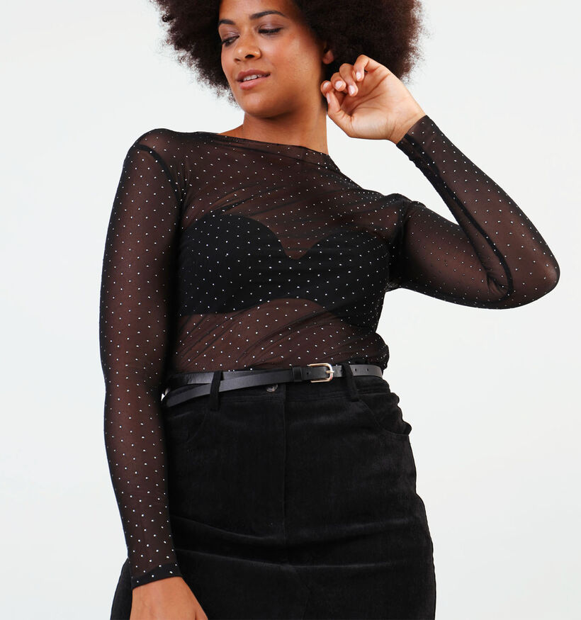 JDY Elsa Zwart Mesh T-shirt voor dames (348638)