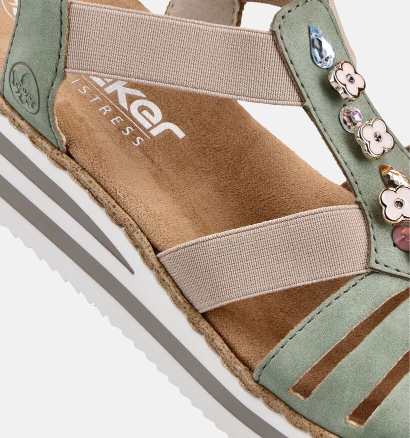 Rieker Groene Sandalen met sleehak voor dames (370421)