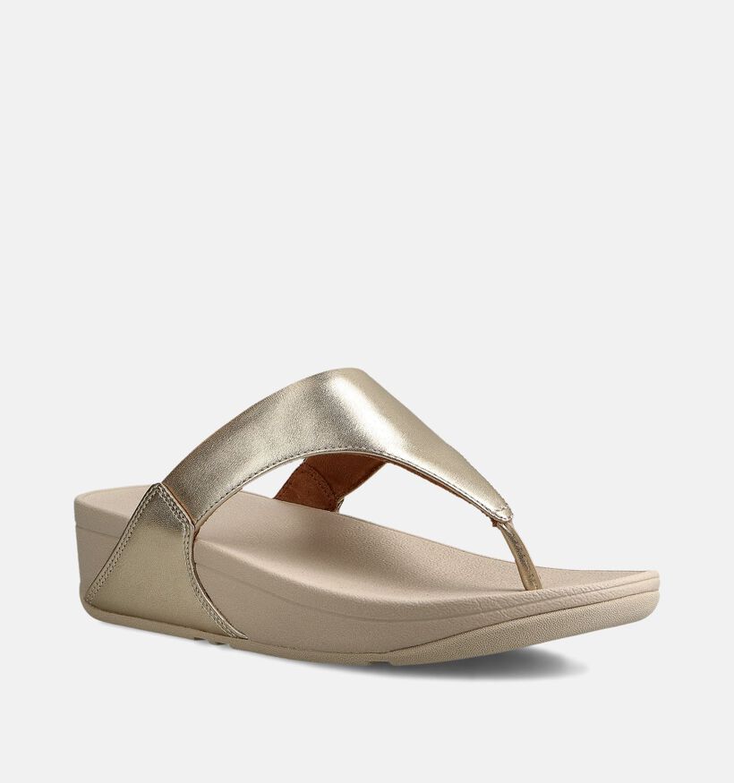 FitFlop Lulu Leather Toepost Zwarte Teenslippers FitFlop Lulu Leather Gouden Slippers voor dames (372338)
