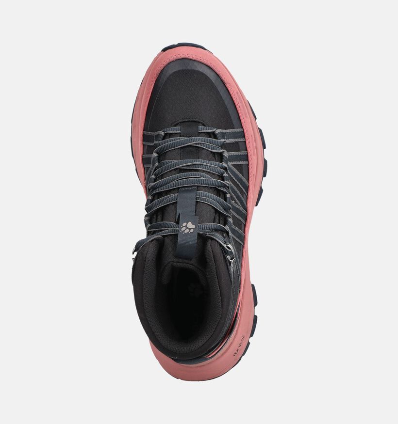Jack Wolfskin Wild Hike Texapore Mid Zwarte/Oudroze Wandelschoenen voor dames (380518) - geschikt voor steunzolen