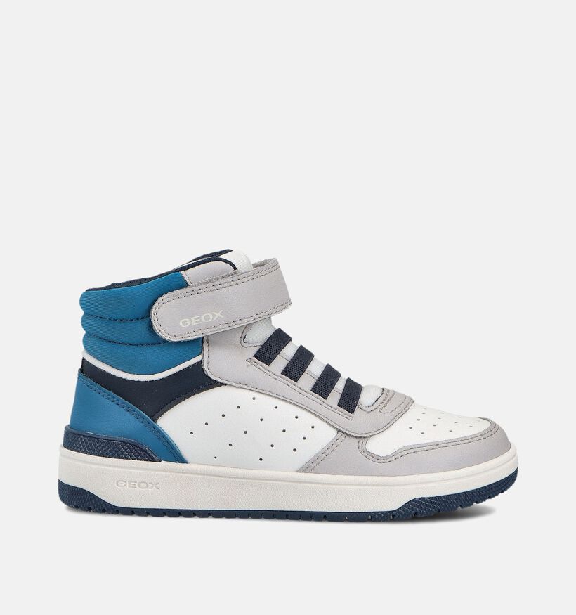 Geox Washiba Baskets hautes en Blanc/Gris pour garçons (361929) - pour semelles orthopédiques