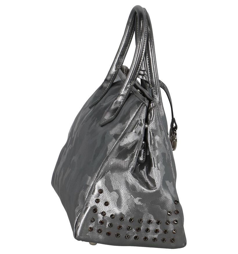 Stoere Zilveren Handtas met Studs Kisses of Pearl in kunstleer (233608)