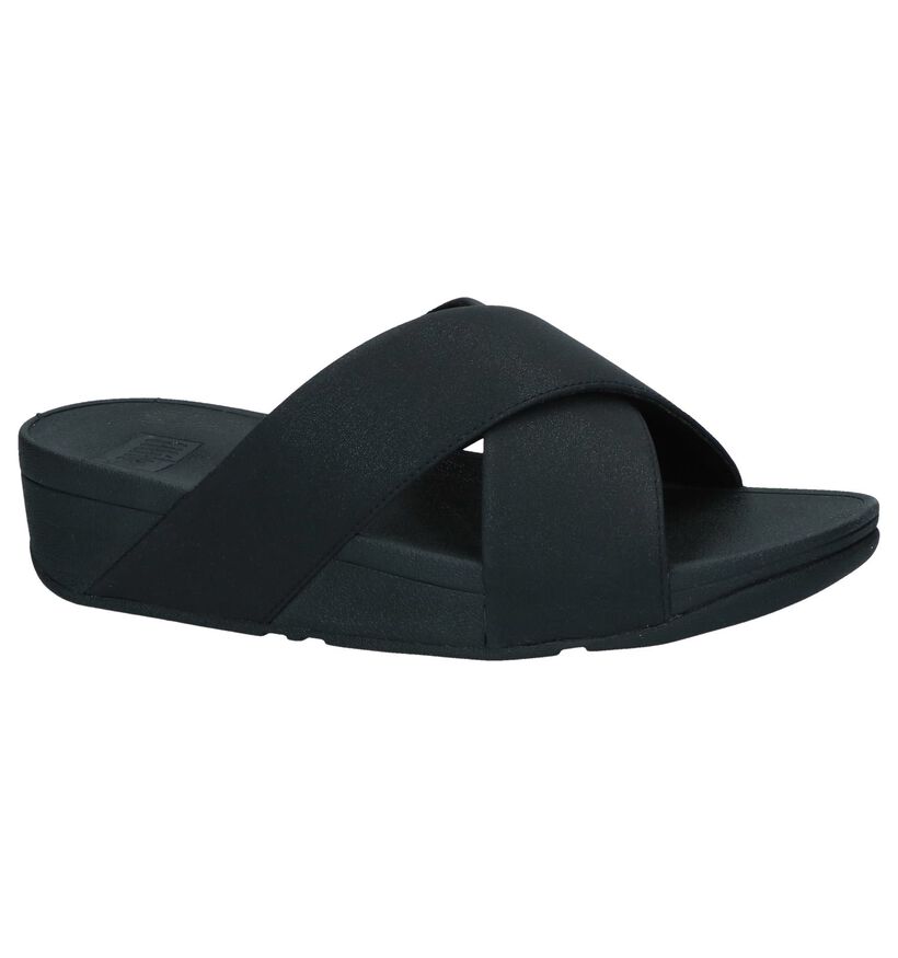 Donkerblauwe Slippers FitFlop Lulu Shimmer Slide in kunstleer (240146)