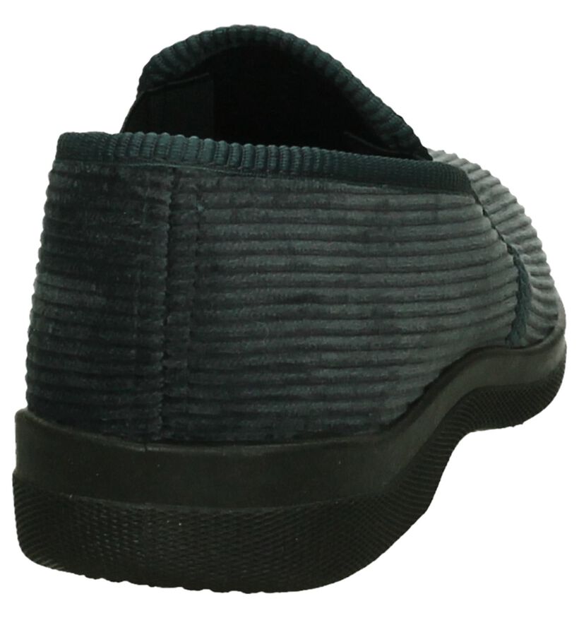 Slippers Comfort Pantoufles fermées en Gris foncé en textile (206077)