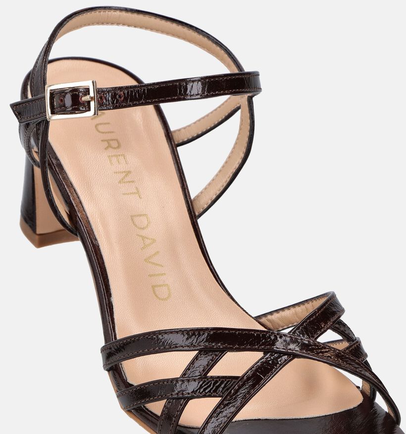 Laurent David Vernica Mogano Sandales &agrave; talons en Brun fonc&eacute; pour femmes (374162)