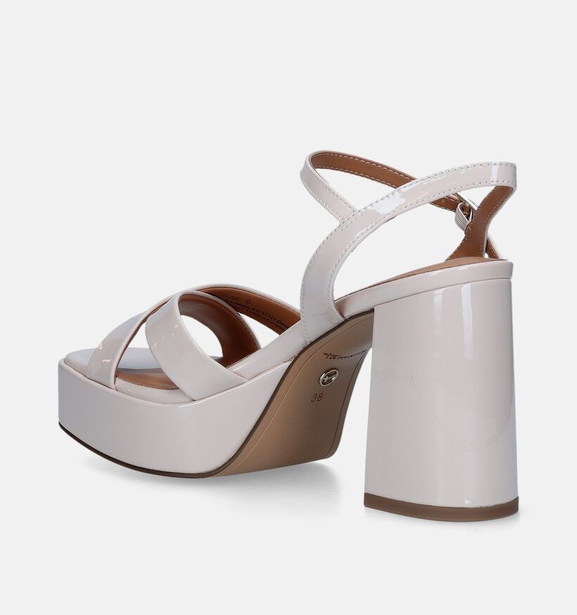 Tamaris Sandales avec talon carré en Beige pour femmes (338246)