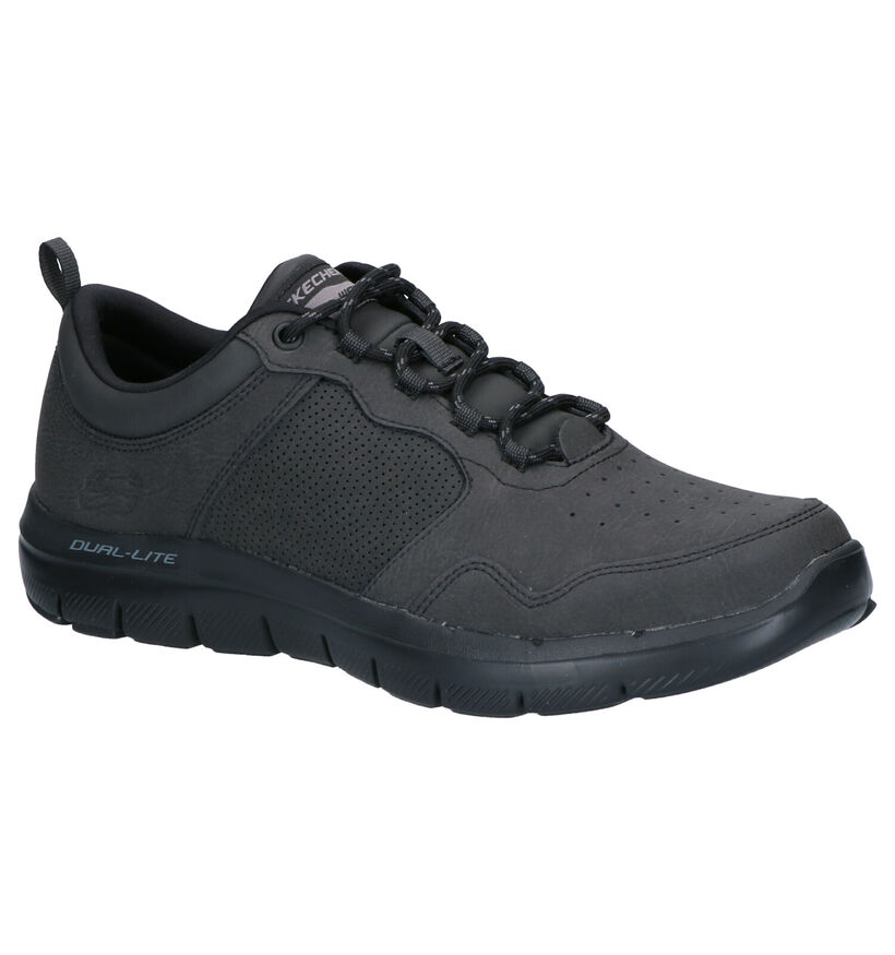 Skechers Flex Advantage Chaussures à Lacets en Noir en cuir (265016)