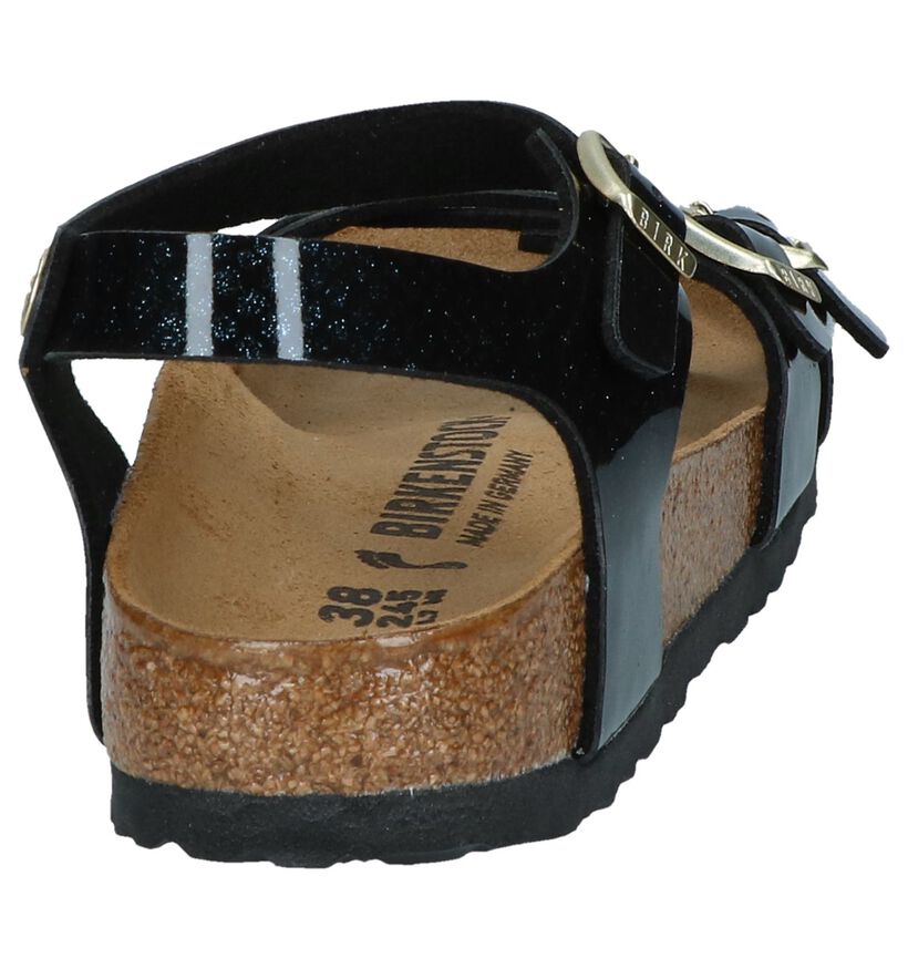 Birkenstock Sandales plates en Noir en synthétique (242505)