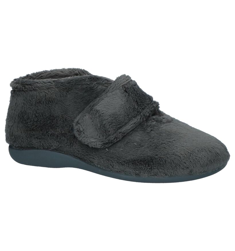 Via Limone Donker Grijze Pantoffels in faux fur (223821)