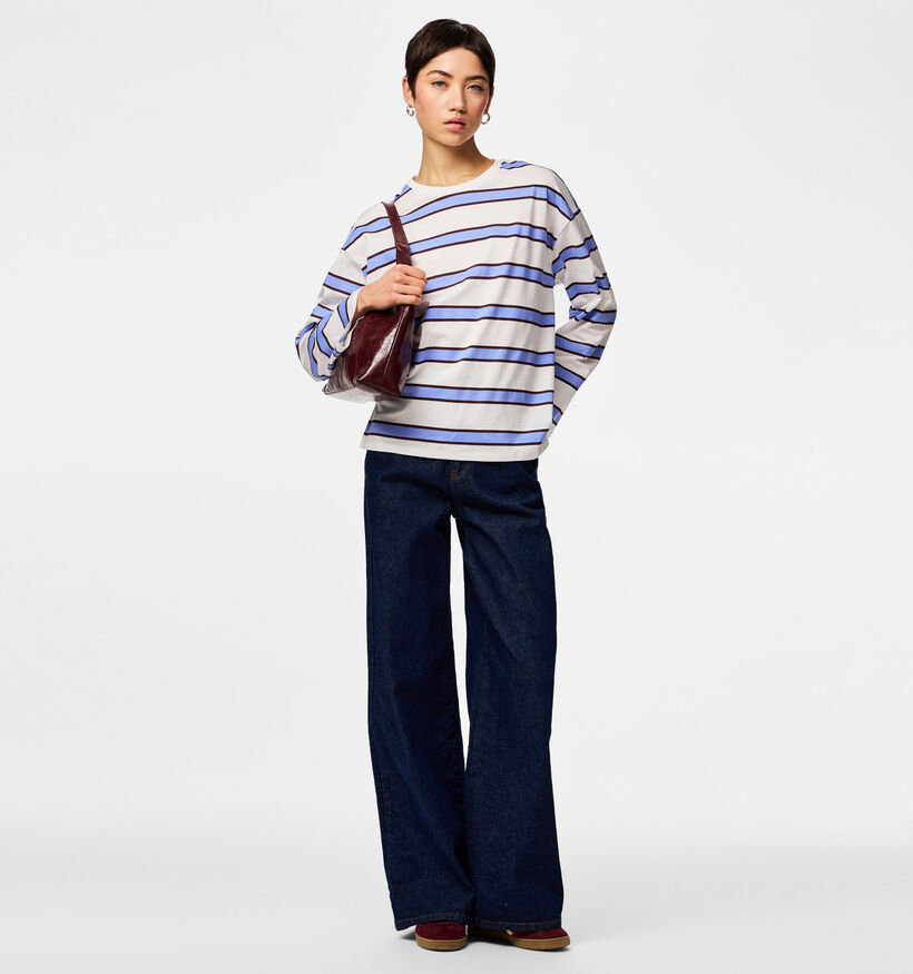 Pieces Mila Blauwe T-shirt met Lange Mouwen voor dames (367051)