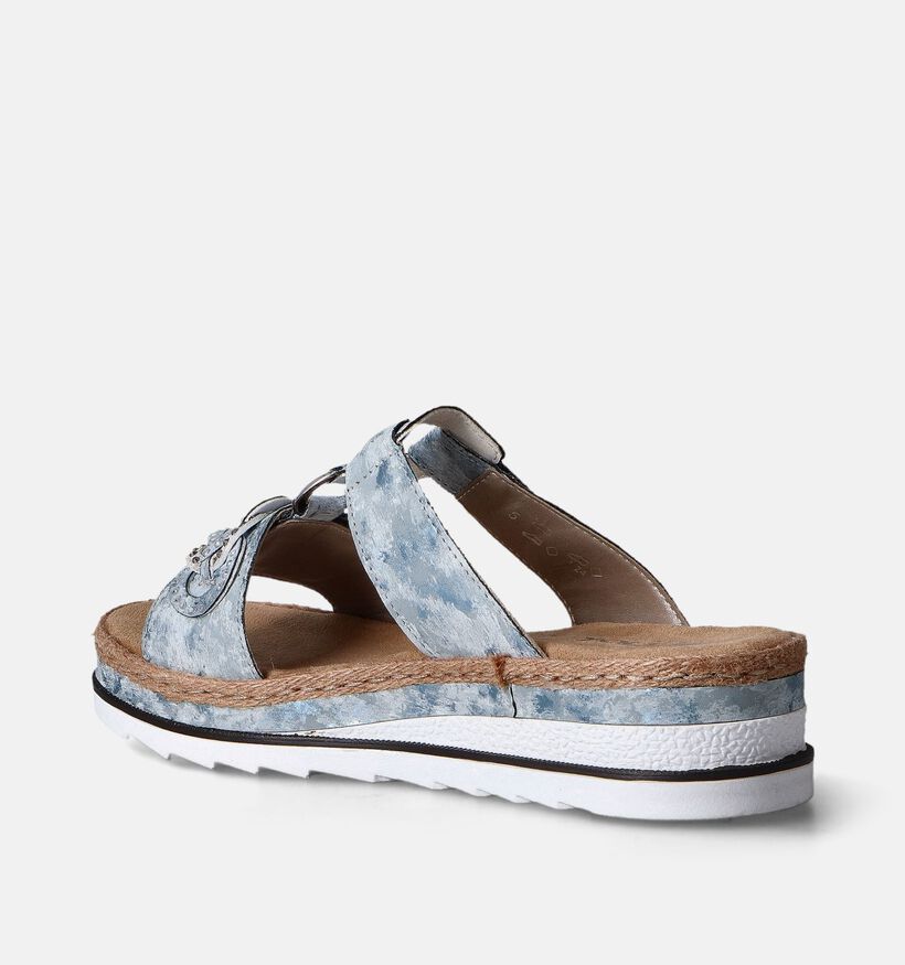 Rieker Blauwe Slippers met sleehak voor dames (354935)