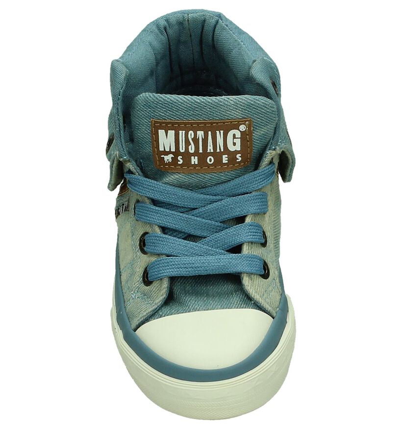 Mustang Blauwe Hoge Sneaker in stof (184700)