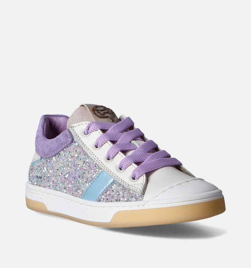 STONES and BONES Wit/Paarse Sneakers Glitter voor meisjes (358294) - geschikt voor steunzolen