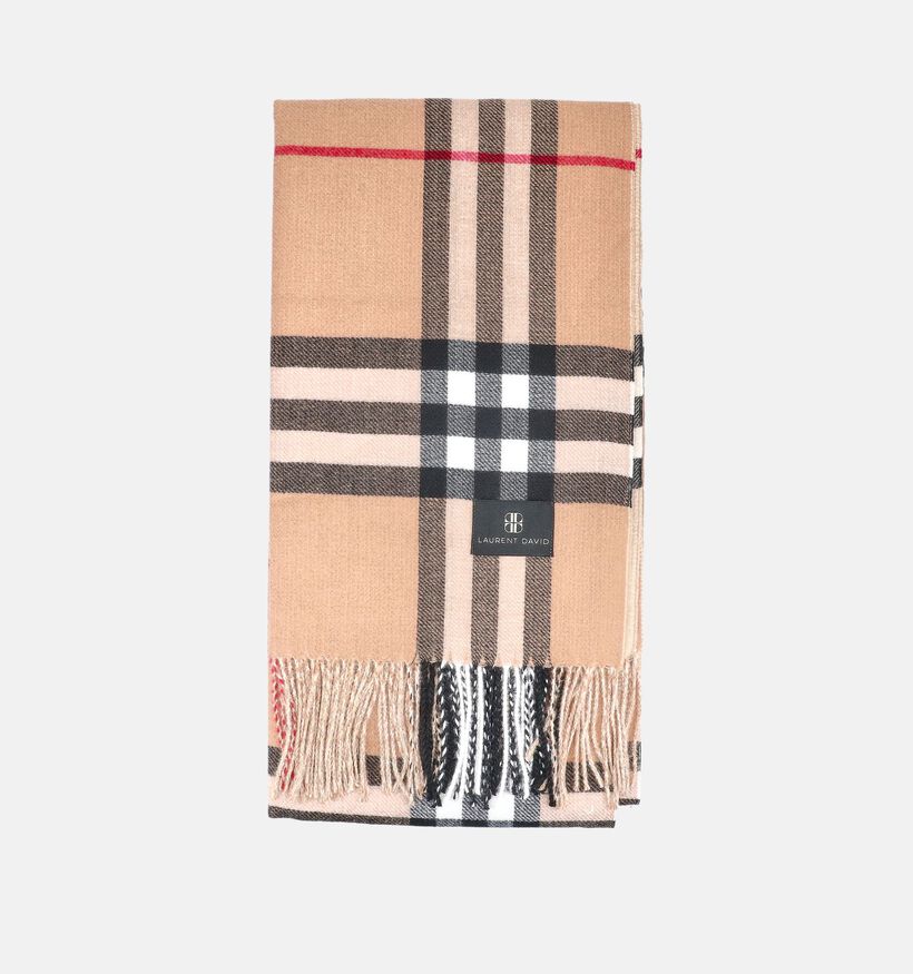 Laurent David Tartan Ch&acirc;le en Noir/Brun pour femmes (382920)