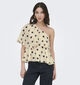 JDY Fay Life One-Shoulder Polkadot Lichtbeige/Zwarte Top voor dames (373902)