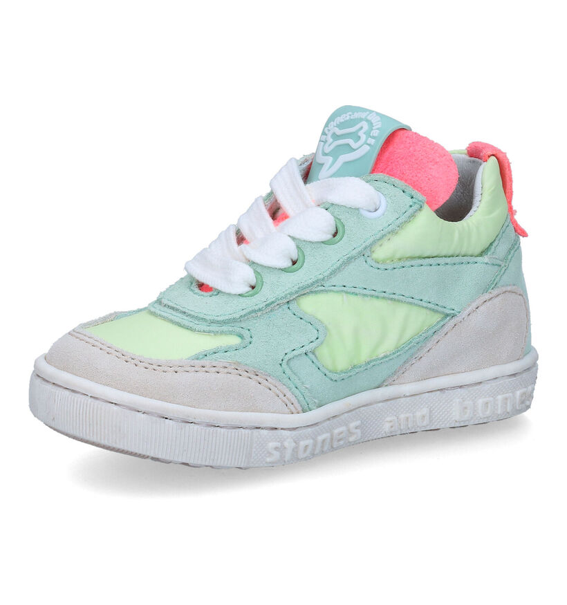 STONES and BONES Mete Groene Hoge Sneakers in leer (307191)