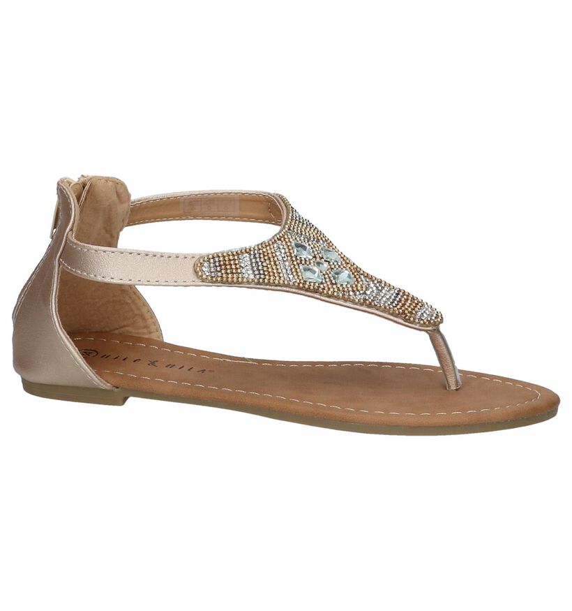 Milo & Mila Gouden Sandalen met Rits in kunstleer (217913)