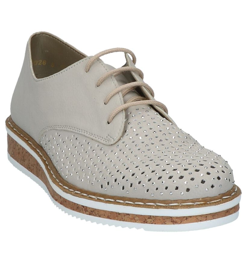 Rieker Veterschoenen Lichtbeige met Steentjes in imitatieleer (219766)