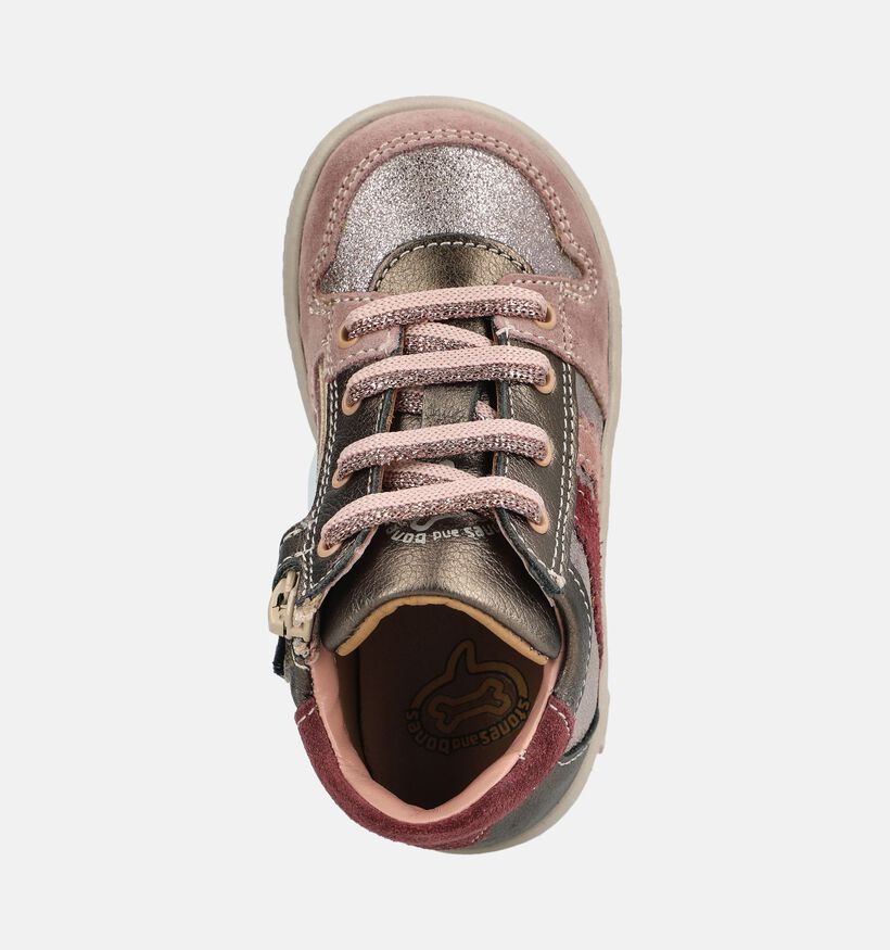 STONES and BONES Naif Basket &agrave; lacets en Rose pour filles (378229) - pour semelles orthop&eacute;diques